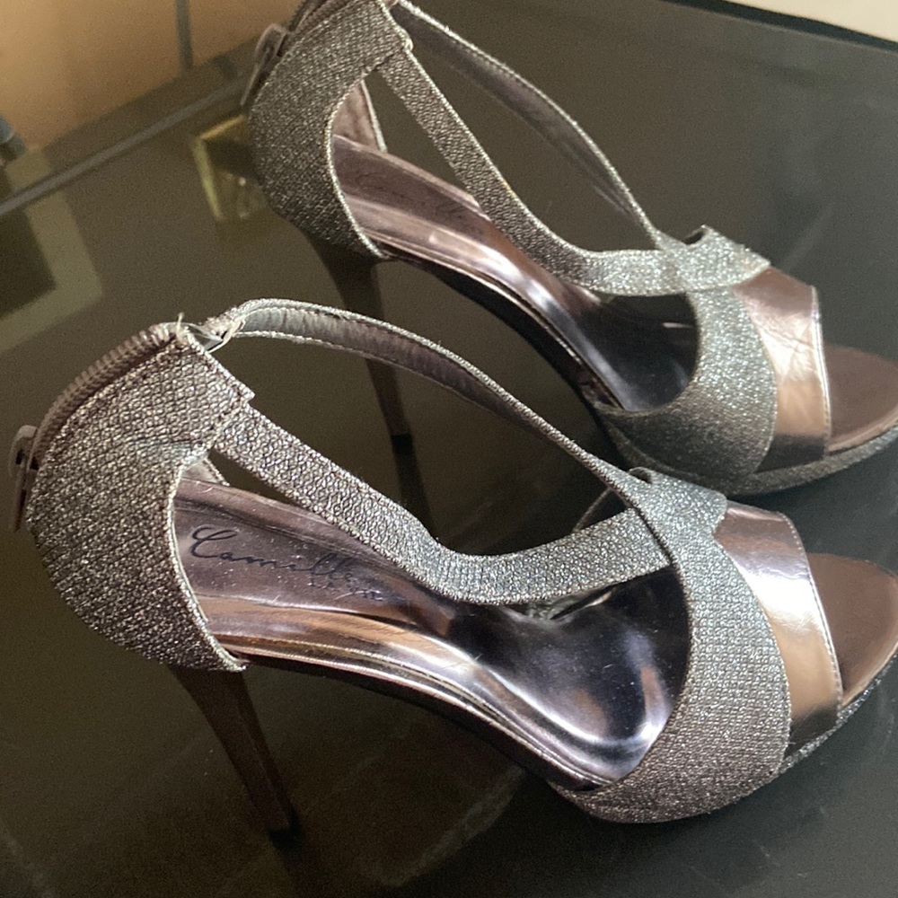 Fancy high heels silver Camille La Vie, size 6.5.